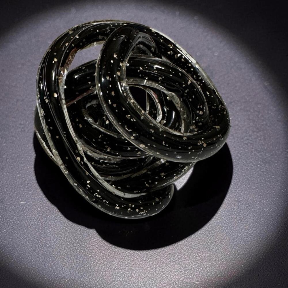 Twisted Black Glass Ball Decor: Contemporary Home Accent Infinity Knot